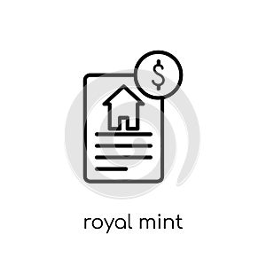 Royal Mint icon. Trendy modern flat linear vector Royal Mint icon on white background from thin line business collection photo