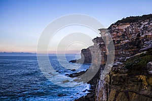 Royal National Park coast at sunrise. View from Providential Point