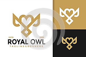 Royal Owl Head Logo Design, brand identity logos vector, modern logo, Logo Designs Vector Illustration Template