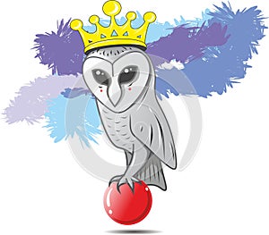 Royal owl queen in a crown