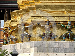 Royal Palace brightly painted iconic figures - Bangkok