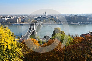 The Royal palace of Buda and the Chain Bridge in Budapest