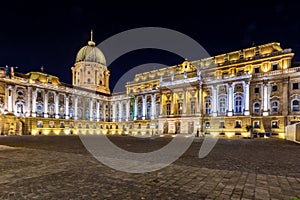 Royal palace of Buda at night, Budapest, Hungary