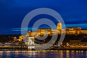 The Royal Palace, the Castle, which houses the Hungarian National Gallery and presents valuable exhibits in the night lighting in