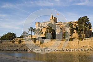 The Royal Palace of La Almudaina. City waterfront . Palma, Spain .