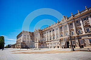 Royal Palace of Madrid building from Plaza de Oriente square photo