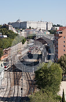 Royal Palace and Principe Pio station, Madrid