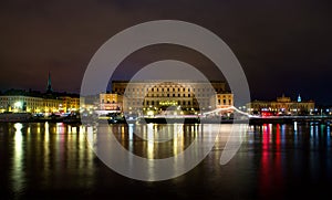 Royal palace in Stockholm at night