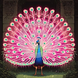 Royal Peacock in Pink and Blue - Exquisite Royalty-Free Stock Image