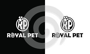 Royal pet iconic logo design with round circle, animals foot track logo for your business