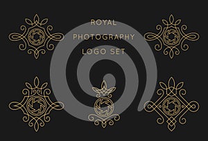 Royal photography logo set design template. Lovely, Classic, and luxurious style. Vector illustration. - Vector