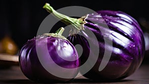 Royal Purple Reverie: A Macro Dream Unveiling the Vibrant Purple Hues and Velvety Skin of an Eggplant - AI Generative