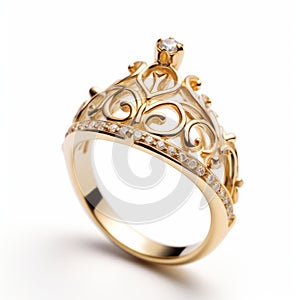 Royal Queen Tiara Ring In Yellow Gold - Conceptual Elegance And Imaginative Symbolism