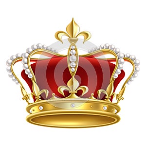 Royal realistic crown. Luxury imperial monarchy medieval accessory for king, heraldic sign. Monarch majestic jewel photo