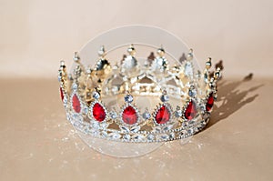 Royal red crown, symbol of power and wealth. King, queen, prince