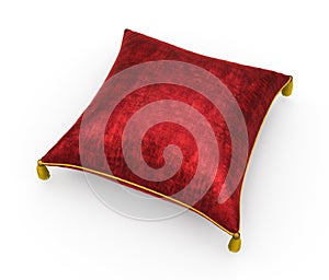 Royal red velvet pillow on white background 4