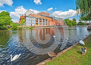 The Royal Shakespeare Theatre and River Avon, Stratford upon Avon.