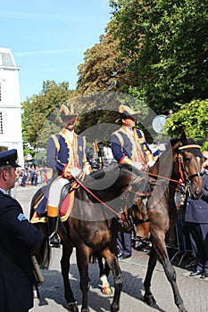 Royal staff on horses during the Prince day Parade in The Hague