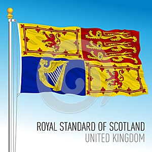 Royal Standard flag in Scotland,  banner of the Queen`s Arms only in Scotland, UK