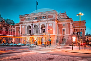 Royal Swedish Opera Kungliga Operan in Stockholm at twilight, Sweden, Scandinavia