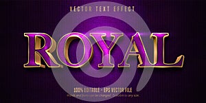 Royal text, purple color and shiny gold style editable text effect photo