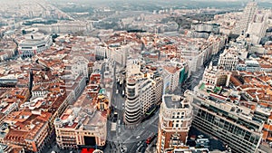 Royal Theatre.Major opera house located in Plaza de Isabel II. Aerial cityscape of Madrid landmarks photo