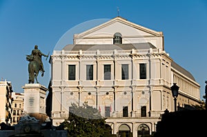 Royal Theatre and Monument to Felipe IV in Madrid. photo