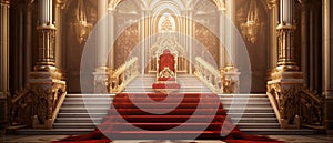 Royal throne hall generated by AI, Throne of the kings, VIP throne, Red royal throne