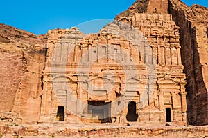 Royal tombs in nabatean city of petra jordan photo