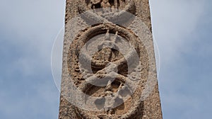 The Royal Tower is believed to date back to the Vijayanagara period. Its one side pillar wall sculpture.