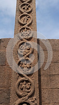 The Royal Tower is believed to date back to the Vijayanagara period. Its one side pillar wall sculpture.