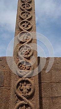 The Royal Tower is believed to date back to the Vijayanagara period. Its one side pillar wall sculpture.