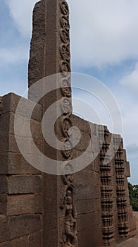 The Royal Tower is believed to date back to the Vijayanagara period. Its one side pillar wall sculpture.