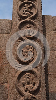The Royal Tower is believed to date back to the Vijayanagara period. Its one side pillar wall sculpture.