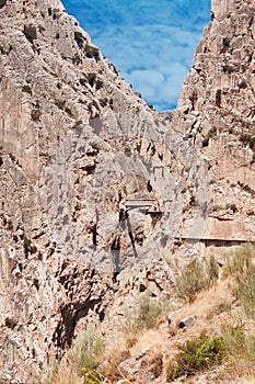 Royal Trail (El Caminito del Rey) in gorge Chorro, Malaga province, Spain