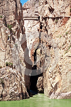 Royal Trail (El Caminito del Rey) in gorge Chorro, Malaga province, Spain