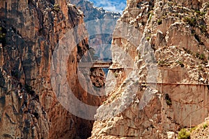 Royal Trail (El Caminito del Rey) in gorge Chorro, Malaga province, Spain