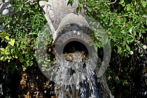 Royal villa of Marlia, detail of the seventeenth-century fountain in the lemon garden