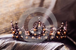 Royal vintage golden crown with gemstones.