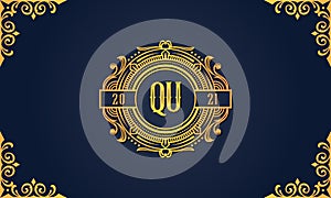 Royal vintage initial letter QU logo