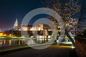 The Royal Wawel Castle, Poland. Night view