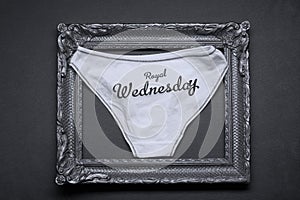 Royal Wednesday white panties, wooden frame