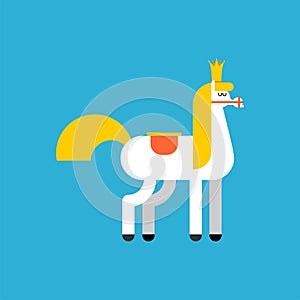 Royal white horse isolated. King horseback. Vector illustration