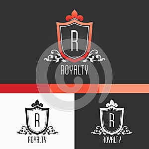 Royalty Crest Ornament Template. Vector Elements. Brand Icon Design Illustration. EPS10