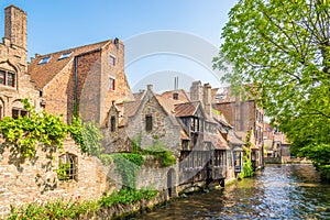 Rozenhoedkaai canal from Bonifacius bridge in Bruges - Belgium