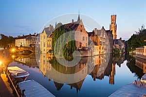 Rozenhoedkaai and Dijver river canal in Bruges, Belgium