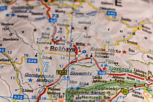 Roznava, Slovakia on a road m