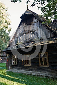 Roznov pod Radhostem, Czech Republic - September 28, 2023 - old wooden houses in the open-air museum