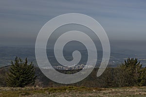 Roznov pod Radhostem town in spring morning from Radhost hill