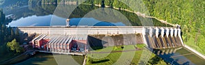 Roznow dam in Poland. Aerial panorama